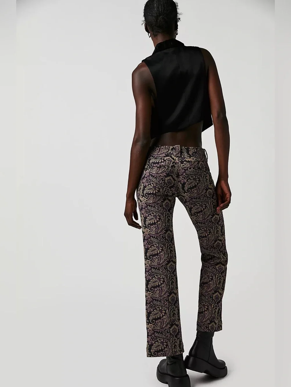 Free People Walker Relaxed Jacquard Pant in Black Combo